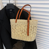 Luxus Strohtasche Damen – Handgefertigte Schultertasche Sommer 2025 – Beige