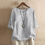 Lily | Laternenärmel Blumenmuster Bluse – Hellgrau