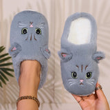 Kuschelige Damenpantoffel | Katzendesign – Grau