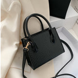 Luxus Handtasche Damen – Krokodilleder-Optik – Schultertasche – Schwarz