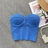 Bustier-Top mit Rippstruktur und geformten Cups für Damen – Blau