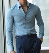 Sebastian Slim-Fit Hemd mit Stehkragen – Blau