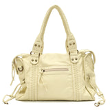 Vintage Vegan Schultertasche – Elegante Damen Crossbody Bag aus Eco-Leder – SAHNE
