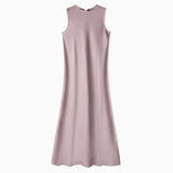 Elegantes Satinkleid - Stricktop-Kombinationsset – Rosa Glanz Satin