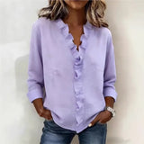 Sorelle™ Bluse mit Vertikalem Rüschendetail und Zeitlosem Stil – Helllila