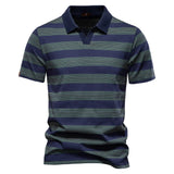 Theo | Klassisches gestreiftes Poloshirt – Blau