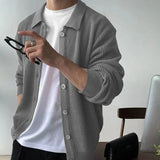 Preston™ Strickjacke aus hochwertigem Trikot mit strukturiertem Kragen / Die neue Ikone des eleganten Herrenstils! – Grau