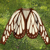 Cardigan Farfallia™ aus strukturiertem Strick mit Schmetterlingsflügel-inspiriertem Design – Creme
