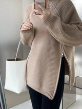 Perla – klassischer gestreifter retro-pullover – Braun