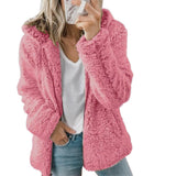 Damen Lässiges Kapuze Jacke | Warme – Rosa