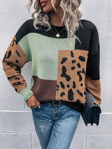 Irmgard – Veraltet Pullover Mit Leopardenmuster Patchwork – Schwarz