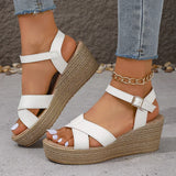 Vanessa | Gepolstert Keilabsatz Sandalen – Weiß