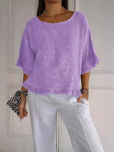 Patsy - Rundhalsbluse Aus Leinen – Lila