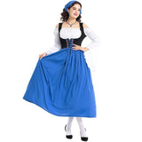 Damen Lange Oktoberfest Dirndl Kleid – Blau