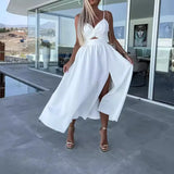 Fiora™ Kleid mit Feinem Cut-Out und Elegantem Schlitz – Weiß
