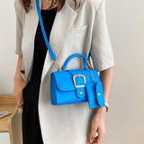 Elegante Damenhandtasche mit Schnalle – Vegan Leder Schultertasche – Blau
