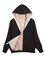 Warme Fleece Jacke mit Kapuze für Damen | Langarm – Schwarz
