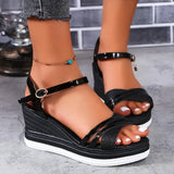 Dourena™ Plateau-Keilsandalen Mit Gekreuzten Riemen – Schwarz