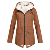 Damen Winter Wasserdichter Trenchcoat | Mit Kapuze – Khaki