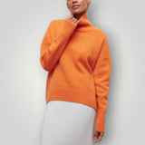 Damen Rollkragenpullover | Warmer Strickpullover in Übergröße – Orange