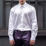 Dante – Herren Satinhemd mit Glanzfinish und Slim Fit – Weiss