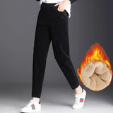 Softy™ – Warme Cordhose mit Hoher Taille für Damen – Schwarz