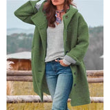 Bellavento – übergrobe bouclé-jacke mit knopfverschluss – Grün