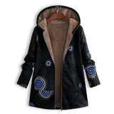 Sanja – warmer damenparka mit stylischem muster – Schwarz
