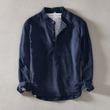 Nevio | Herren Langarm-Henley-Shirt – Marineblau