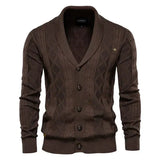 Waldemar - Herren-Cardigan mit Knopfleiste – Dunkelbraun