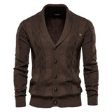 Herren-Cardigan mit Knopfleiste – Dunkelbraun