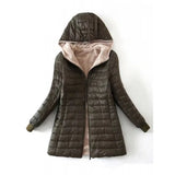 Damen Winter Fleece Jacke | Mit Kapuze – Armeegrün