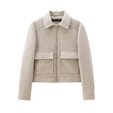 Alina | Kurzjacke Mit Reißverschluss – Khaki
