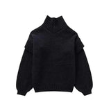 Daphne – strickpullover mit rollkragen in ubergröße – Schwarz