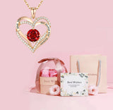 Mama Herz Anhänger Roter Zirkon Halskette – Gold-Rosa