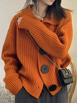 Holly – elegante strickjacke mit knopfverschluss – Orange