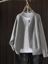 ELARA | PERLEN-KNOPF CARDIGAN – Grau