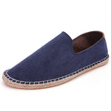 Arden™ Unisex Espadrille Beige – Bequeme Leinenslipper mit Handgenähter Juteschnur – Blau