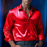 Dante – Herren Satinhemd mit Glanzfinish und Slim Fit – Rot