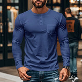 Northline™ Langarmshirt Mit Henley-Kragen und Figurbetonter Passform – Blau