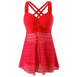 Loriane – Prämie Badeanzug Mit Spitzen Halter – Rot