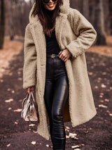 Bridgette - Teddy Jacke Plüsch Pelzmantel – Beige