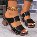 Sophia | Fußgewölbestütze Blockabsatz Sandalen – Schwarz