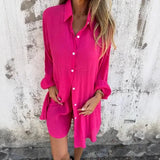 Nora | Lässiges Set aus schlichter Bluse und Shorts – Rosa