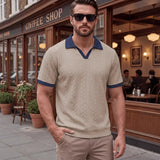 Windsor™ Polo Aus Strukturierter Strickware Mit Kontrastkragen – Khaki