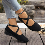 Alouette™ Schuhe Mit Veloursoptik und Gekreuzten Riemen – Schwarz