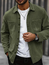 Niroshan - Langärmliges Overshirt Aus Cord – Grün