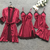 Luna - Nachtwäsche Set mit Spitze – Rot