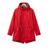 Damen Kapuze Wasserdichter Trenchcoat | Lässig – Rot