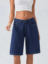 Damen-Bermuda-Jeansshorts im Loose-Fit – Dunkelblau